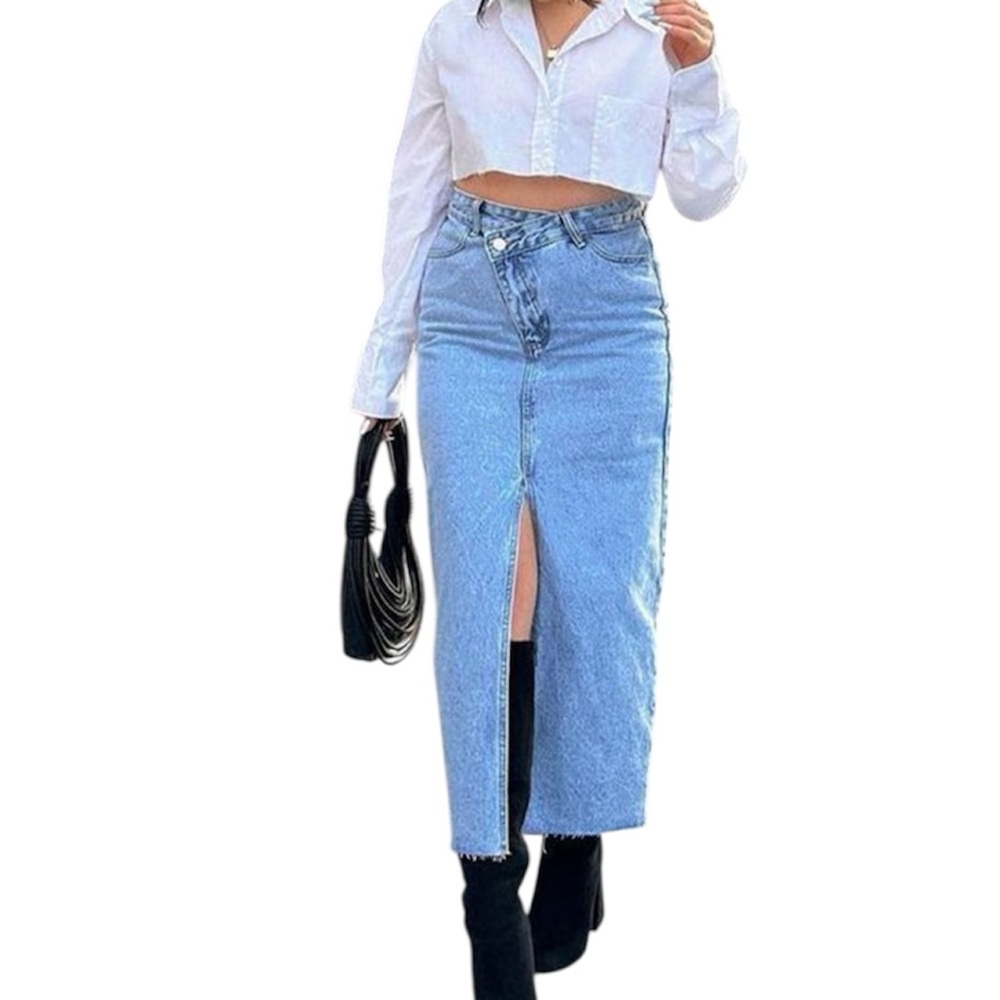 SHEIN Blue Denim Maxi Skirt